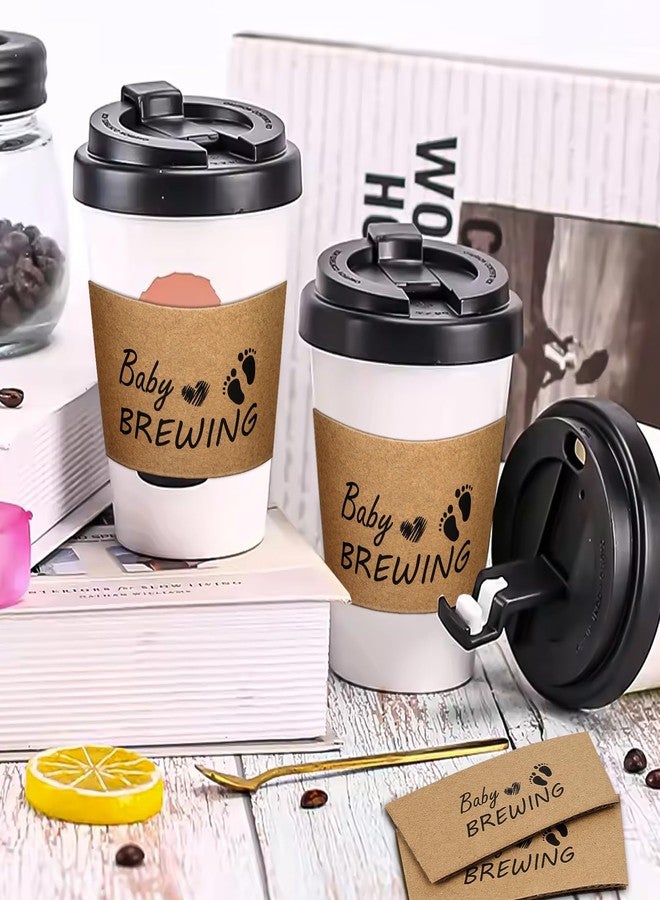RMERVE 50 Pcs Baby Cup Baby is Brewing Coffee Sleeves, Coffee Cup Sleeves Disposable for Baby Shower Decorations, Hot Cold Drink Sleeves for 12/16/20 Oz Paper Cup - Image 4